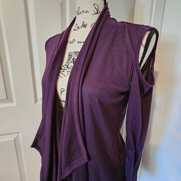Rags and Couture Cold Shoulder Purple Cardigan - Picture 2 of 4